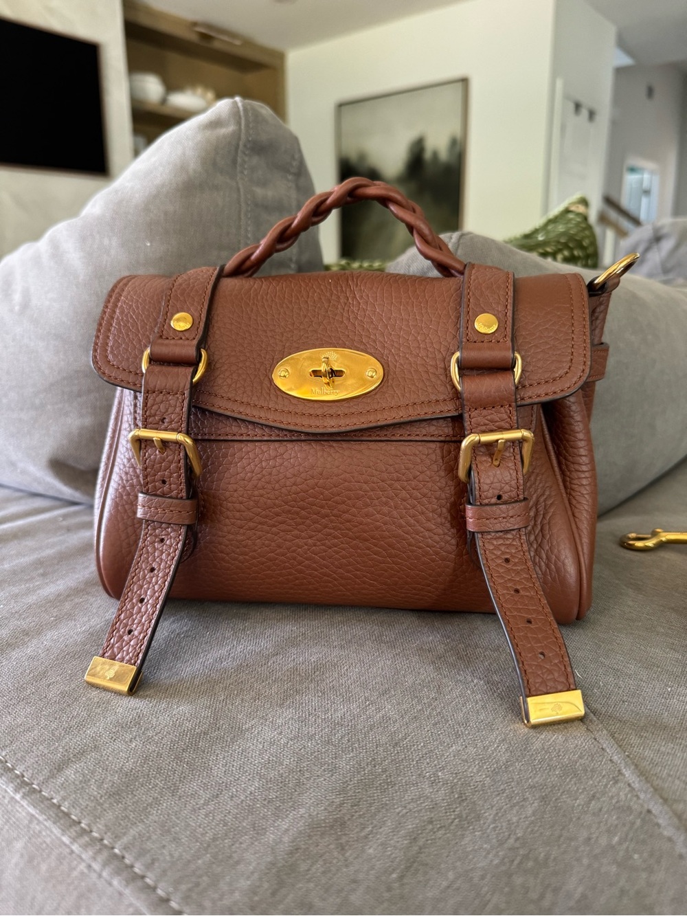 Mulberry Alexa Mini Bright Oak Heavy Grain with Gold Hardware